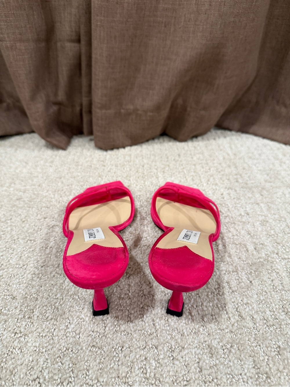 Jimmy Choo Pink Suede Strappy Mule Sandals Square Toe Kitten Heel EU 37.5 US 7.5 - Picture 3 of 6